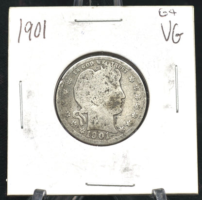 1901 Barber Silver Quarter 🥈90% SILVER 🥈 About Good or Less Condition