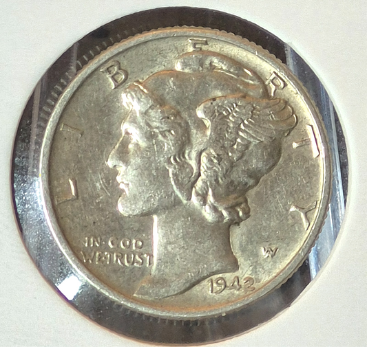 1942-P Mercury Dime AU Features 90% Silver 10c