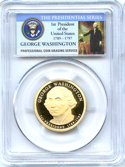 ✅ 2007-S George Washington $1 Presidential Dollar PCGS PR69DCAM Photo Info Label