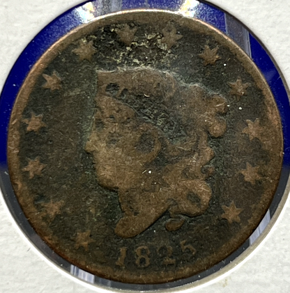 1825 Coronet Matron Head Large Cent Copper Penny ROTATED DIE 1c Collectible Coin