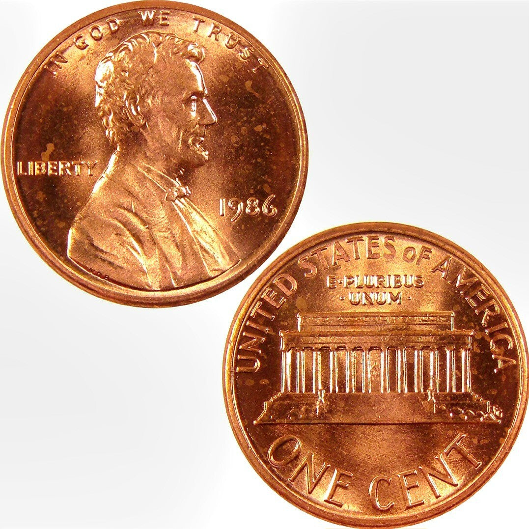 1986 P Lincoln Memorial BU Brilliant Uncirculated 1C From 🔥OBW Bank Roll🔥