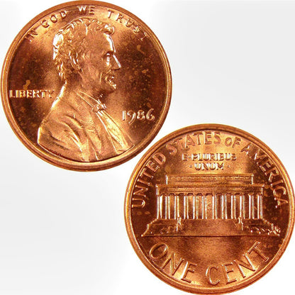 1986 P Lincoln Memorial BU Brilliant Uncirculated 1C From 🔥OBW Bank Roll🔥