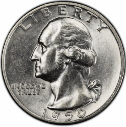 1950-P Washington Quarter BU Uncirculated MS 90% Silver 25c US Coin From OBW