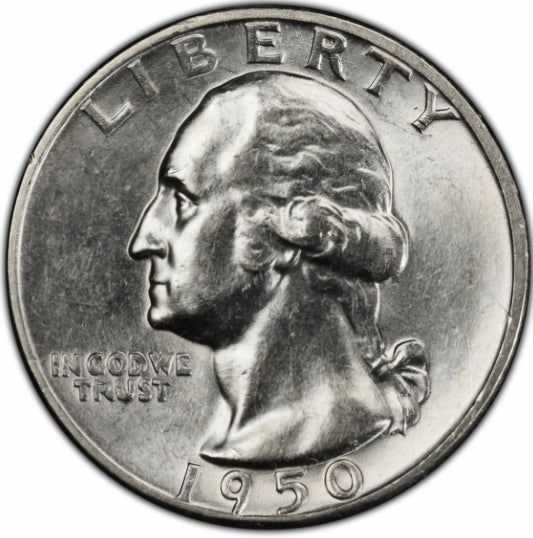 1950-P Washington Quarter BU Uncirculated MS 90% Silver 25c US Coin From OBW