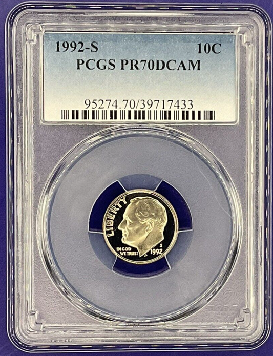 1992 S Roosevelt PROOF Dime PCGS PR70 DEEP CAMEO  💰Shiny Collectable 10c Coin