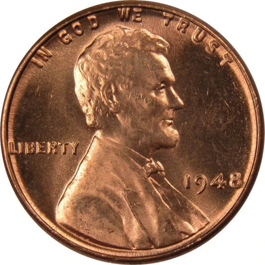 1948 Lincoln Wheat Cent BU Uncirculated Mint State Penny 1c Bright Red RD Coin