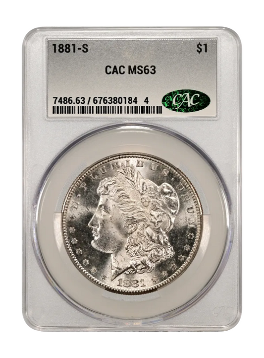 1881-S Morgan Silver Dollar New CAC Holder MS64 Semi-Mirror Newly Graded