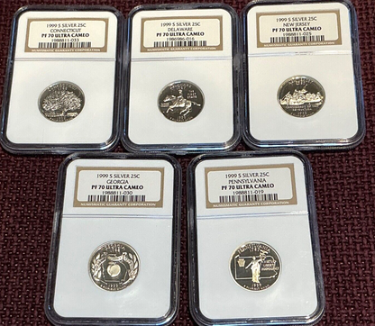 Complete Set SILVER State Quarters & Territories NGC PF70 UCAM  RARE Proof Coins