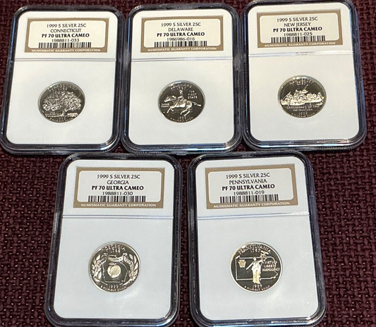 Complete Set SILVER State Quarters & Territories NGC PF70 UCAM  RARE Proof Coins