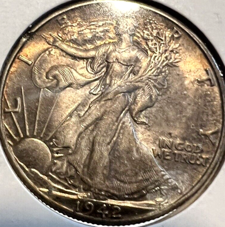 SUPER TONER GEM 1942-P Walking Liberty Half Dollar  Beauty 50c Coin