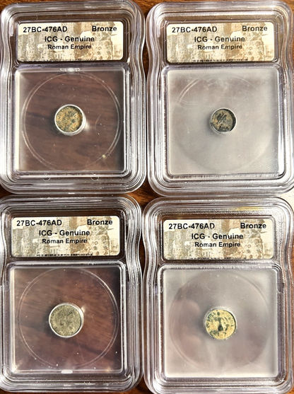 🏛️ LOT OF 4  Ancient Roman Empire CoinS 27BC-476AD ICG Genuine Slab Bronze Rome