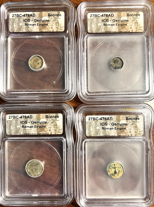 🏛️ LOT OF 4  Ancient Roman Empire CoinS 27BC-476AD ICG Genuine Slab Bronze Rome