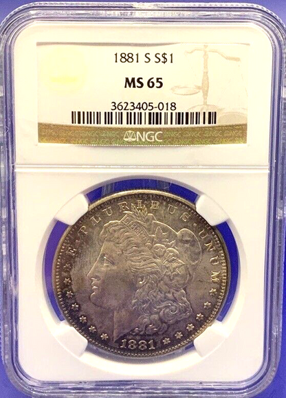 1881 S Morgan Silver NGC Graded MS65 $1 Dollar Coin 90% Fine