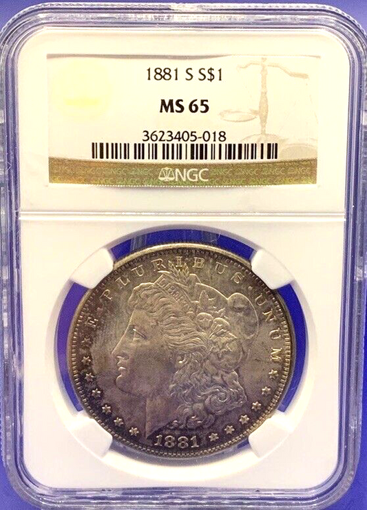 1881 S Morgan Silver NGC Graded MS65 $1 Dollar Coin 90% Fine