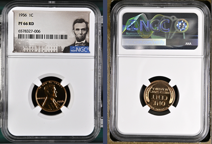 1956 LINCOLN CENT 1C NGC PF 66 RD Special Lincoln Label Fire Red Color Coin