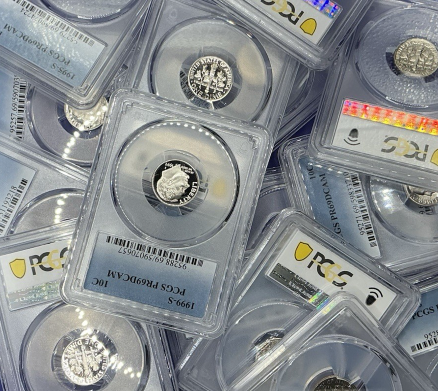 {20} Roosevelt Dime Proof Coins PCGS PR69DCAM + PCGS Hard Case & 100 Coin Bags