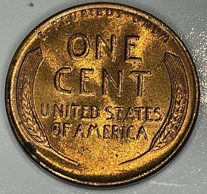1958 D - Lincoln Wheat Cent - BU (Roll End Toning) Exact GEM Coin Shown