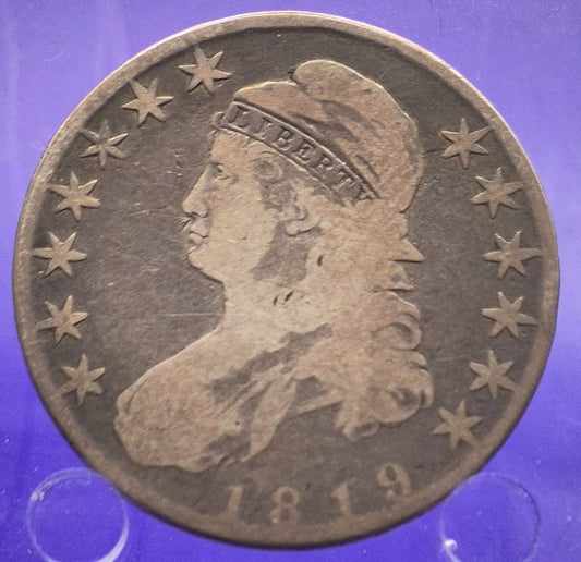 1819 Capped Bust Half Dollar 90% Silver 50c Early Better Date Circulated Coin