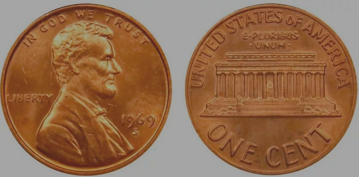 1969 S Lincoln Memorial BU Brilliant Uncirculated 1C From 🔥OBW Bank Roll🔥
