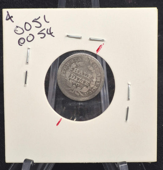 1853  Liberty Seated Half Dime Rotated Die 90% Silver Arrows at Date Good Detail