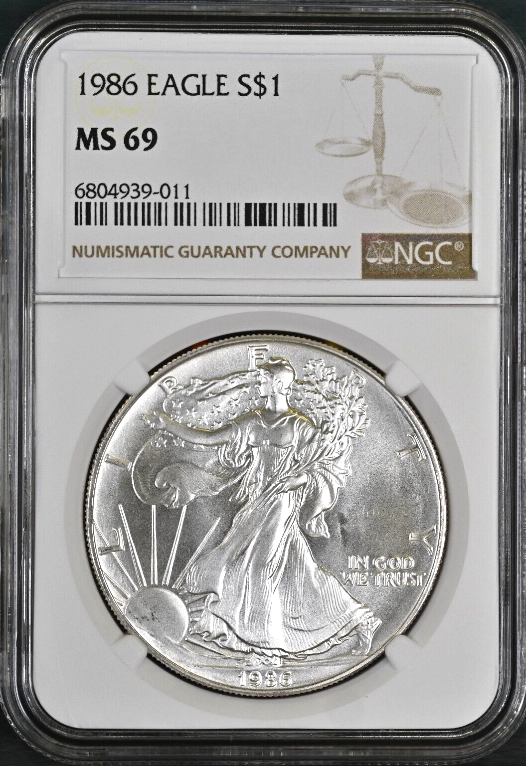 U.S. 1986 American Silver Eagle - NGC Slabbed - Uncirculated, MS69 - Fresh Grade