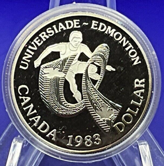 1983 Canada Proof Silver $1 Dollar Edmonton University Games  w/ OGP & Capsule