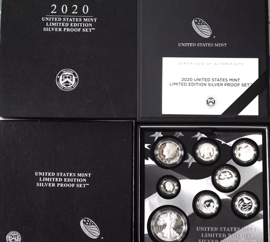 2020-S Silver Proof US Mint Limited Edition 8 Coin Set with Original Box & COA