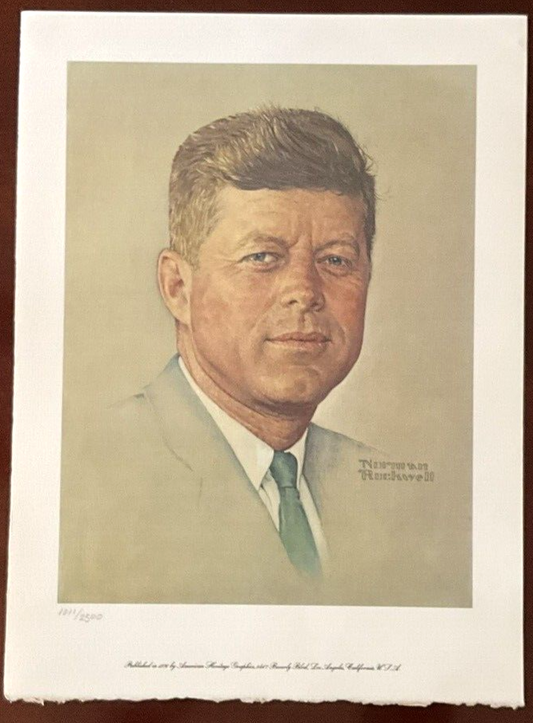 NORMAN ROCKWELL Lithograph of JOHN F KENNEDY Numbered Limited Edition JFK Print