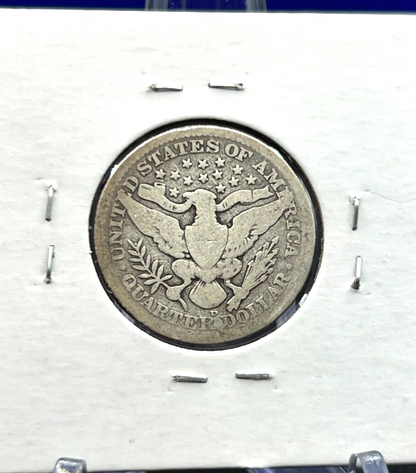 1909-D Barber 90% Silver Quarter 25c Lower Mintage Collectible Coin