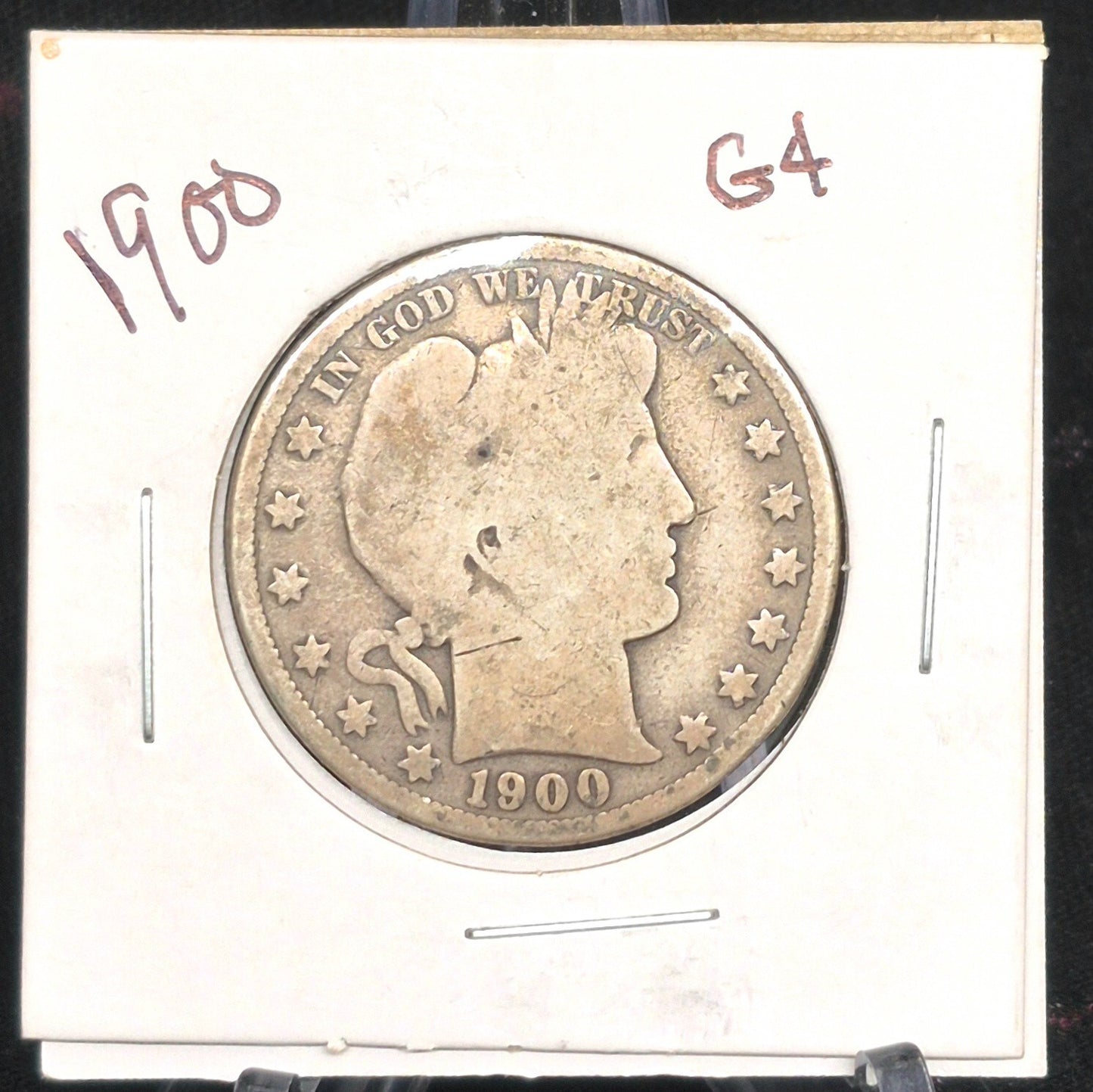 1900 Barber Half Dollar 90% Silver 50C Circulated Condition Full Rims