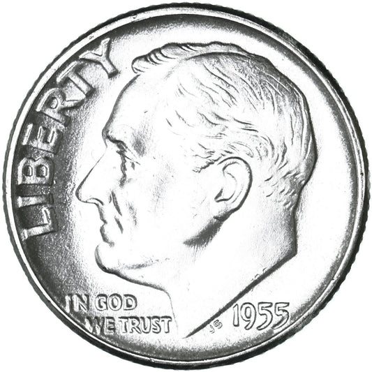 1955-P 90% Silver Roosevelt 10c Dime Gem BU UNCIRCULATED from OBW Roll Free SHIP