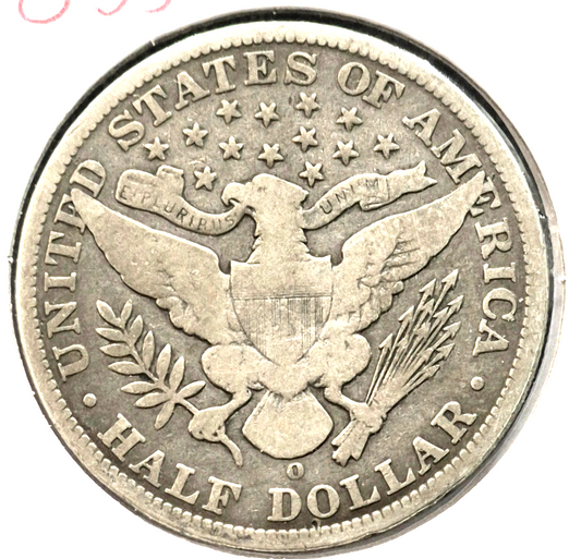 1904 O Barber Half Dollar 90% Silver 50C Partial Liberty, Full Motto, Full Rim