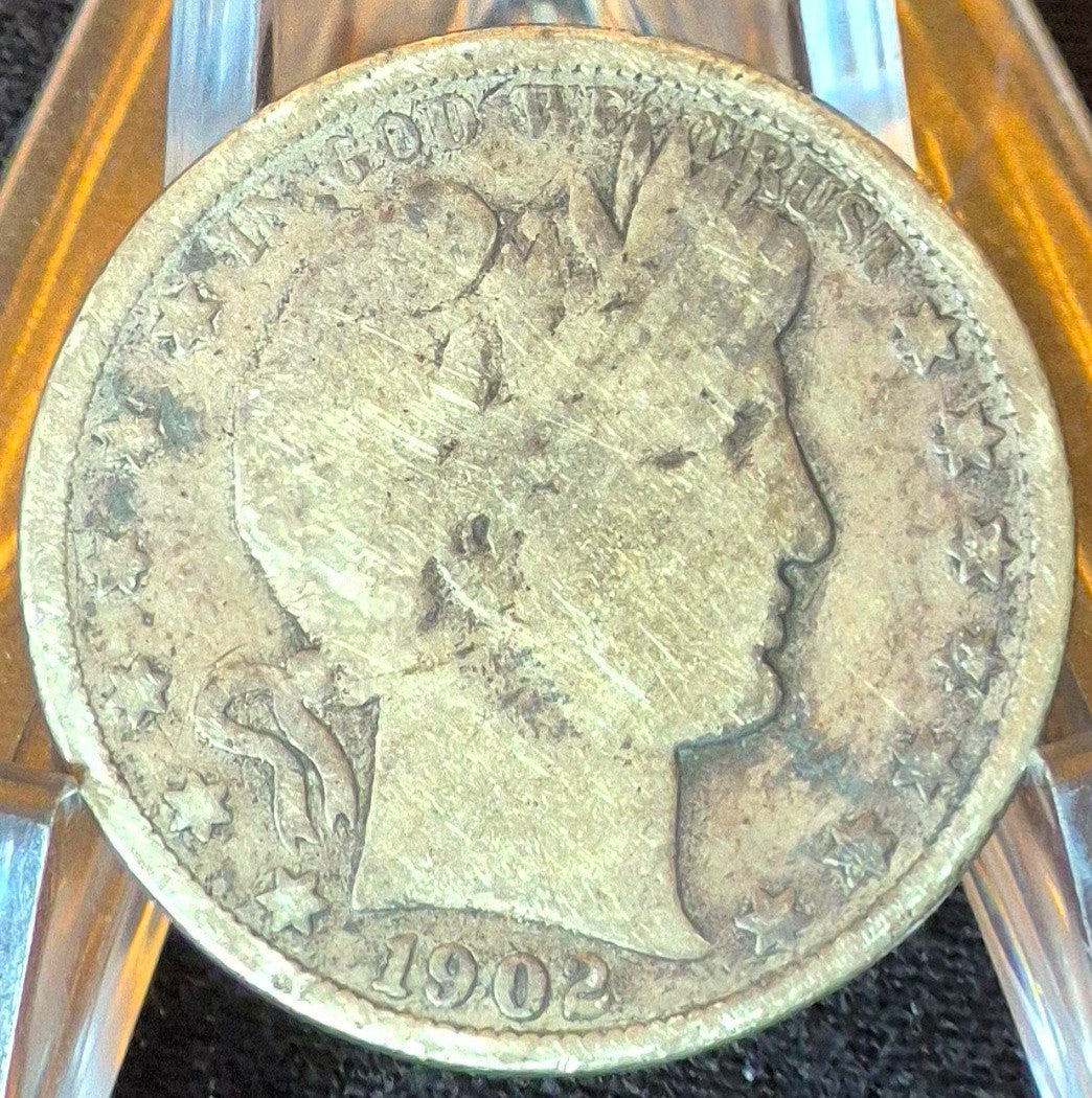 1902 New Orleans Barber Half Dollar 90% Silver 50C Good+ Partial Motto