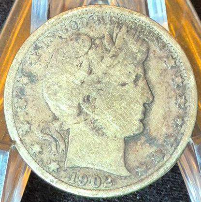 1902 New Orleans Barber Half Dollar 90% Silver 50C Good+ Partial Motto