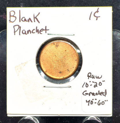 🔥 Blank Planchet ! Lincoln Memorial Cent Variety 1c RD 2.5gm Copper Plated Zinc