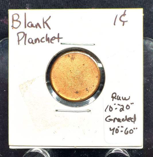 🔥 Blank Planchet ! Lincoln Memorial Cent Variety 1c RD 2.5gm Copper Plated Zinc