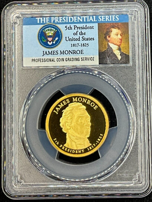 ✅ 2008-S $1 James Monroe PCGS PR69 DCAM Presidential Dollar Coin Photo Label
