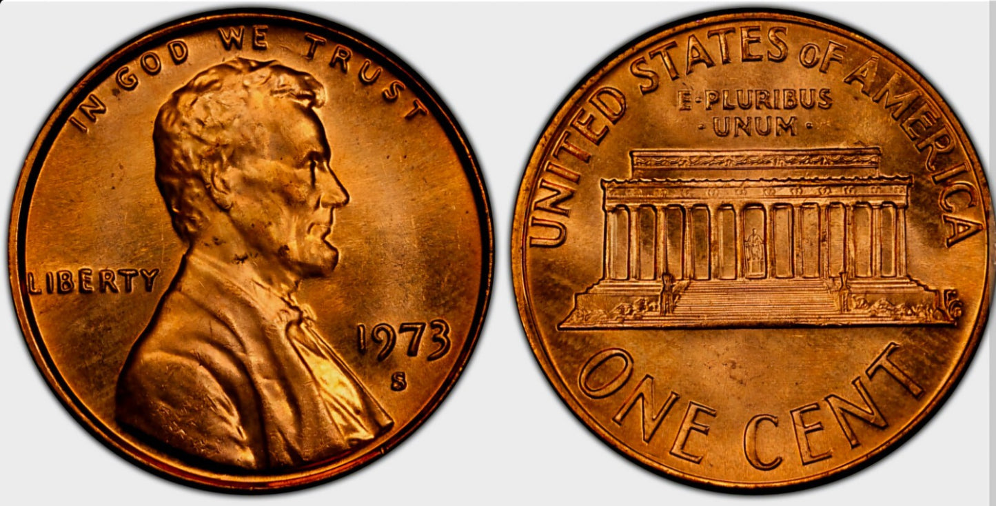 1973 S Lincoln Memorial BU Brilliant Uncirculated 1C From 🔥OBW Bank Roll🔥