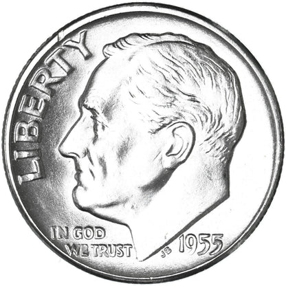 ✅ GEM BU 1955-S Roosevelt Dime 90% Silver UNCIRCULATED 10c Coin From OBW Roll