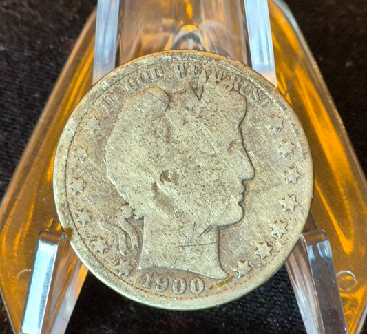 1900 New Orleans Barber Half Dollar 90% Silver 50C Good+ Partial Motto