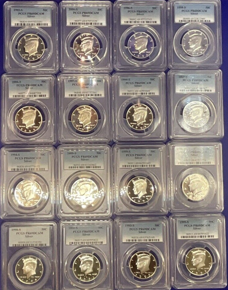💰{3} 90% SILVER JFK Kennedy 50c PROOF COINS 🔥  PCGS Graded PR69 🏆 3 Coins   ✅