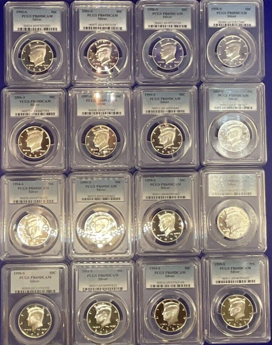 💰{3} 90% SILVER JFK Kennedy 50c PROOF COINS 🔥  PCGS Graded PR69 🏆 3 Coins   ✅