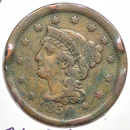 1850 Braided Hair Large Cent 🔥Very Nice Crisp Details🔥