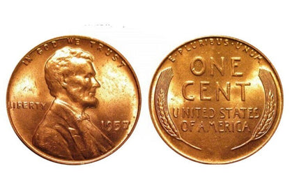 ✅ 1957 - P  Lincoln Wheat Cent Choice BU 1c BRILLIANT UNCIRCULATED From OBW Roll