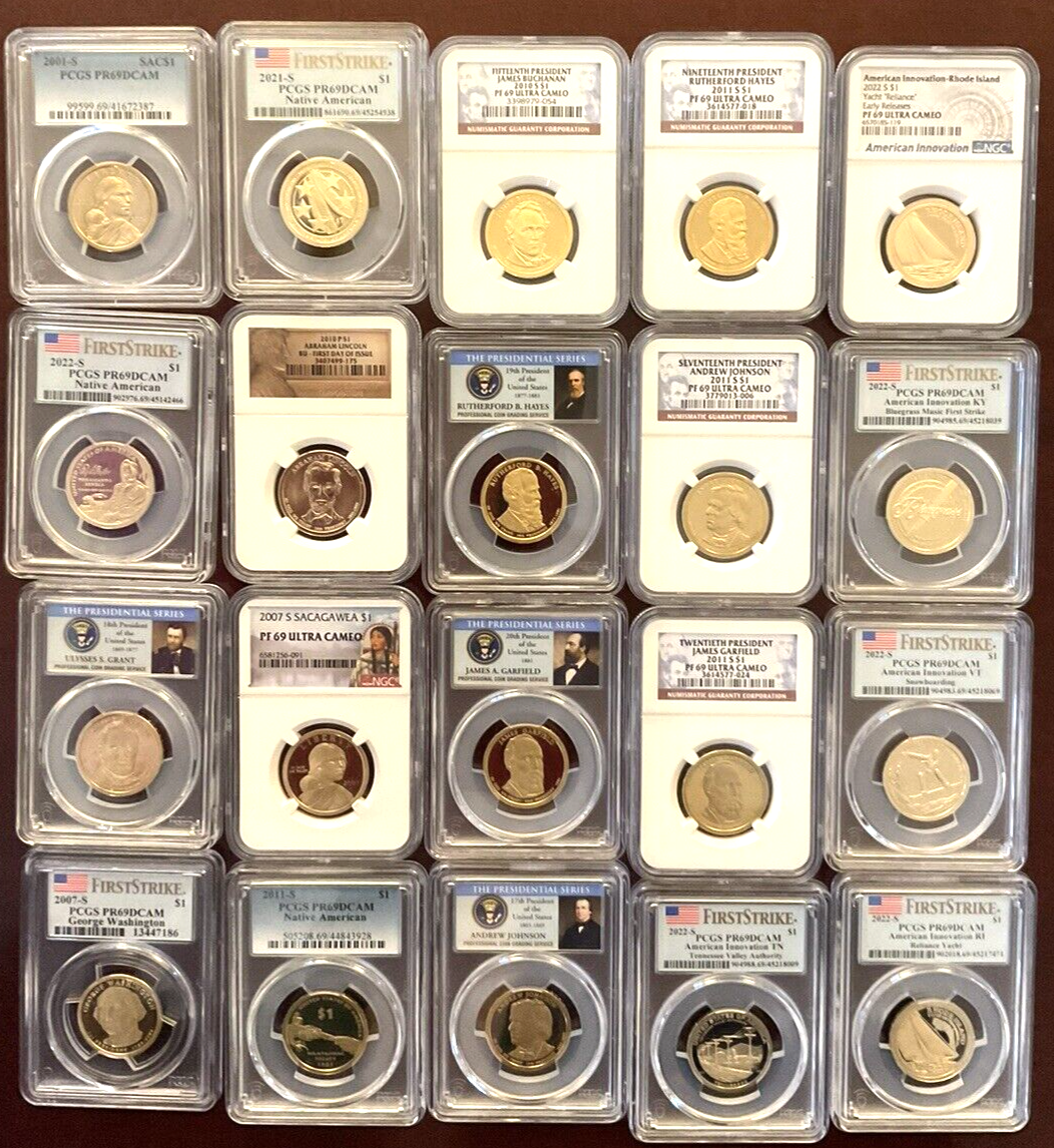 US Dollar $1 PCGS or NGC Graded PROOF COINS PR69 Multi Dates Mint Label 1 Coin🏆