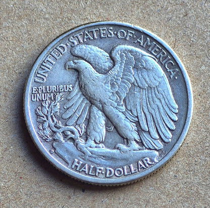 1937-D Walking Liberty Half Dollar 90% Silver XF-AU Circulated Features 50C