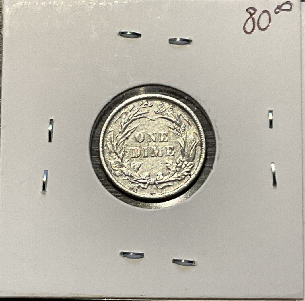1897 Barber 90% Silver Dime  Old Coin Flip Writing and Information Semi Key Date