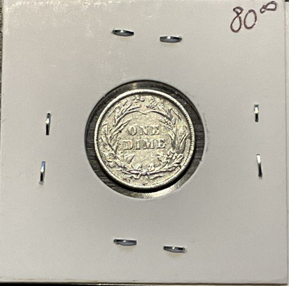 1897 Barber 90% Silver Dime  Old Coin Flip Writing and Information Semi Key Date