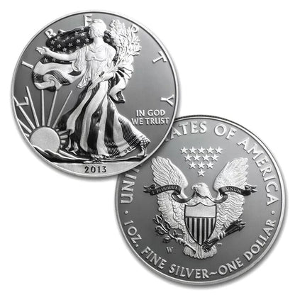 🔥 2013-W 2-Coin American Silver Eagle West Point Set (w/Wood Box & COA)