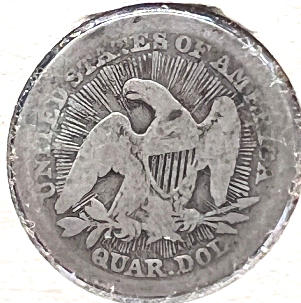 1853-P Seated Liberty 90% Silver Quarter Arrows & Rays VERY Old Paper Flip 1983